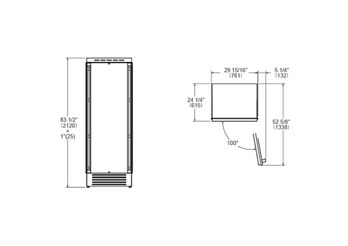 Coluna de Frigorífico de encastre 75 cm Pronto para Painel